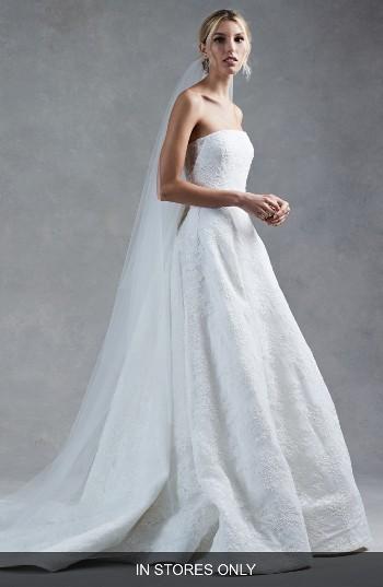 Women's Oscar De La Renta Harper Silk Corded Lace Ballgown