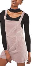 Petite Women's Topshop Velvet Corduroy Pinafore Dress P Us (fits Like 00p) - Pink