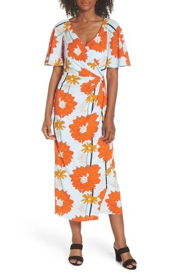 Women's Maggy London Floral Crepe Midi Dress - Blue