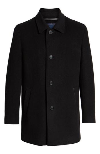 Men's Cole Haan Italian Wool Blend Overcoat, Size - Black
