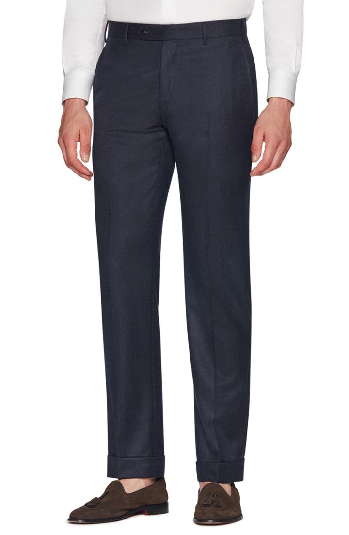 Men's Zanella Parker Flat Front Wool Flannel Trousers