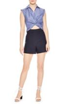 Women's Sandro Twist Front Mix Media Cotton Romper Us / 34 Fr - Blue