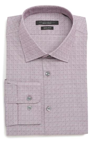 Men's John Varvatos Star Usa Regular Fit Stretch Check Dress Shirt L - Purple