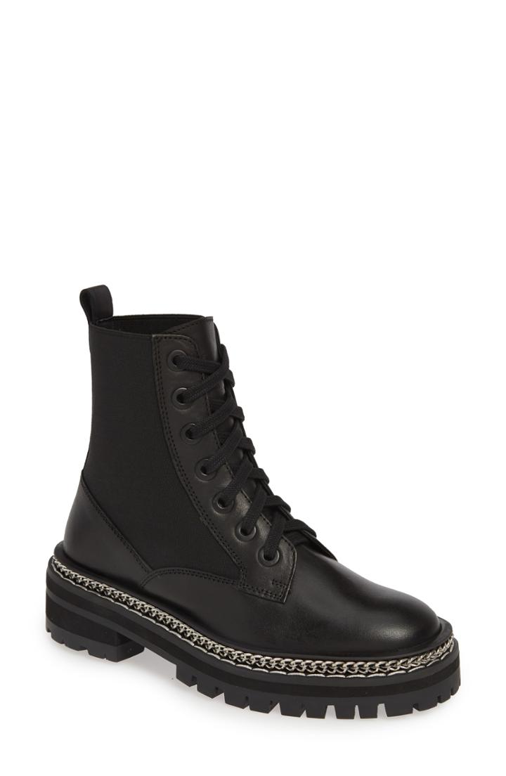 Women's Topshop Ashton Chain Moto Boot .5us / 36eu M - Black