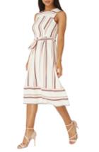 Women's Dorothy Perkins Stripe Midi Dress Us / 12 Uk - White