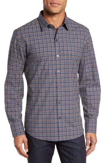 Men's Zachary Prell Robbins Slim Fit Check Sport Shirt, Size - Blue