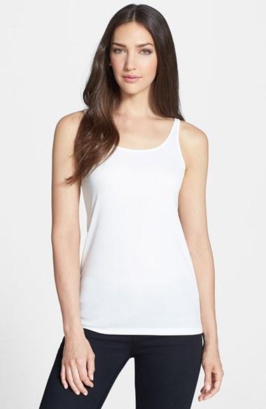 Petite Women's Eileen Fisher Scoop Neck Silk Camisole, Size P - White