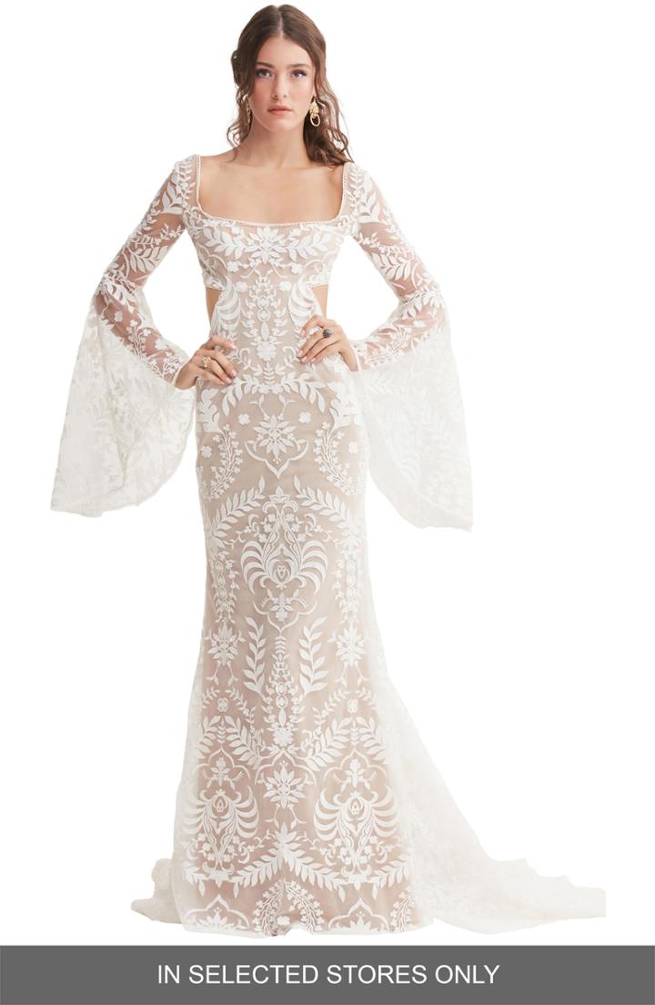 Women's Willowby Arlo Embroidered Bell Sleeve Wedding Dress, Size In Store Only - Ivory