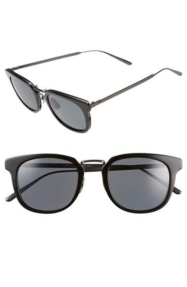 Women's Bottega Veneta 49mm Retro Sunglasses - Ruthenium/ Ruthenium/ Brown