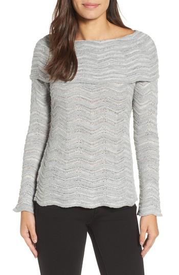 Petite Women's Nic+zoe Over The Shoulder Top, Size P - Grey