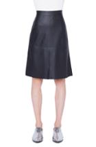 Women's Akris Punto Perforated Leather Skirt - Black