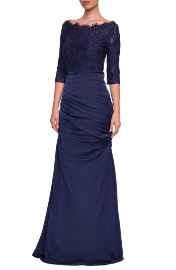 Women's La Femme Lace Top Trumpet Gown - Blue