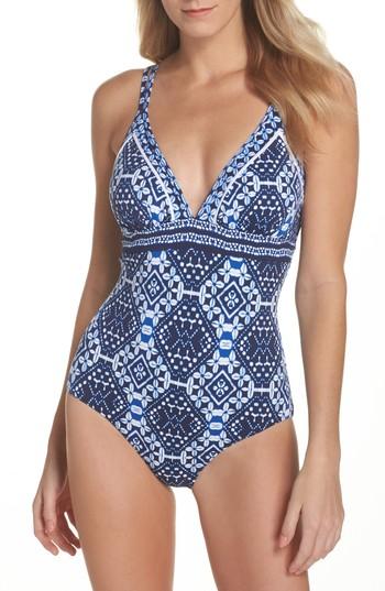 Women's Tommy Bahama Indigo Cowrie Reversible One-piece Swimsuit - Blue
