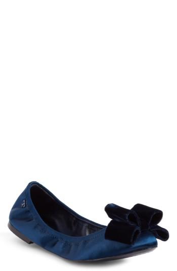 Women's Tory Burch Viola Bow Ballet Flat .5 M - Blue
