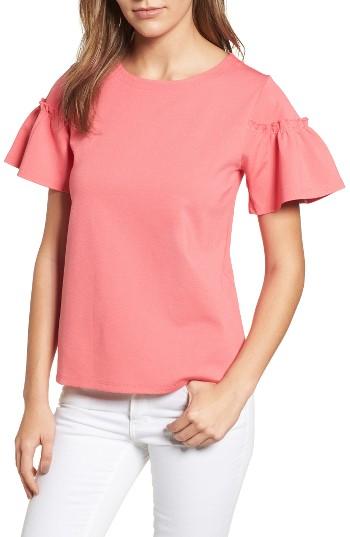 Women's Halogen Ruffle Sleeve Top - Coral