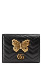 Gucci Gg Marmont 2.0 Moth Matelasse Leather Card Case - Black