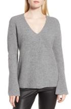 Women's Nordstrom Signature Rib Knit Cashmere Bell Sleeve Sweater - Grey