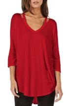 Women's Michael Stars Shoulder Cutout Jersey Top, Size - Red