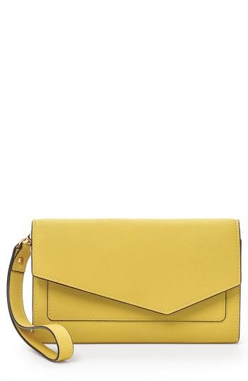 Women's Botkier Cobble Hill Calfskin Leather Wallet - Yellow