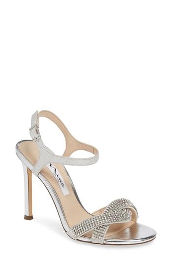 Women's Nina Davia Crystal Ankle Strap Sandal M - Metallic