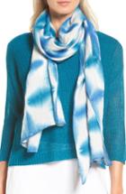 Women's Eileen Fisher Shibori Linen Scarf, Size - Blue/green