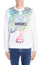 Men's Kenzo Rainbow Geo Tiger Embroidered Crewneck Sweatshirt - White