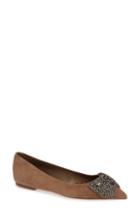 Women's Tory Burch Esme Crystal Bow Flat M - Brown