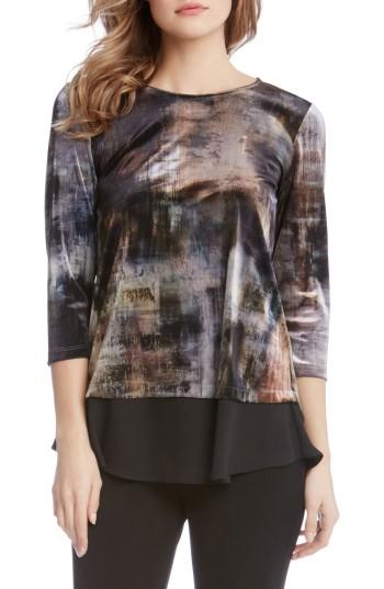 Women's Karen Kane Contrast Hem Print Velvet Top