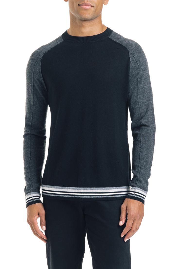 Men's Good Man Brand Mix Modern Slim Fit Wool Sweater, Size - Black