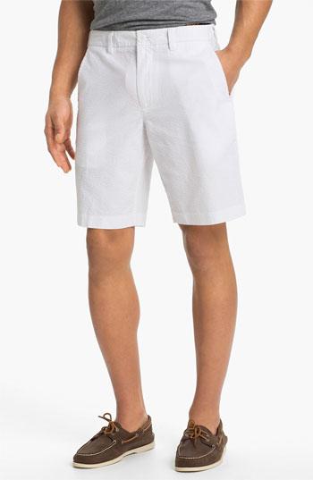 Bonobos Flat Front Seersucker Shorts White/ White Stripe