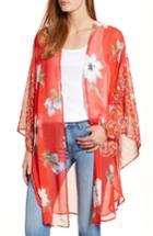 Women's Nordstrom Tie Front Kimono, Size - Orange