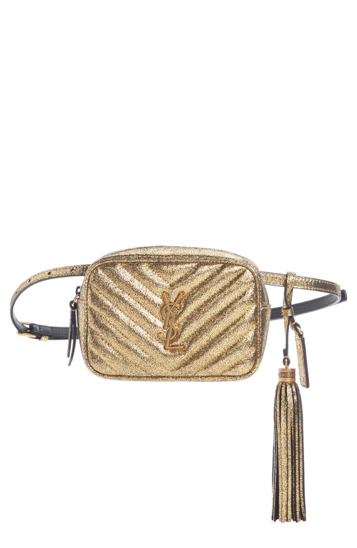 Saint Laurent Lou Lou Metallic Leather Belt Bag With Tassel - Metallic
