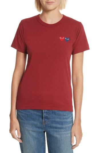 Women's Comme Des Garcons Play Tee - Burgundy