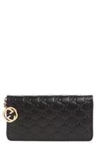 Women's Gucci Icon Leather Zip-around Wallet - Black