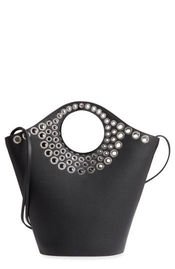 Elizabeth & James Market Grommet Leather Crossbody Shopper - Black