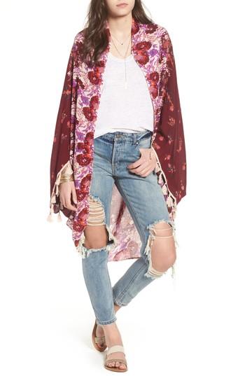 Women's Free People Bali Wrapped In Blooms Shawl, Size - Red