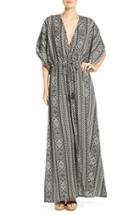 Women's Elan Print Woven Cover-up Caftan Maxi Dress