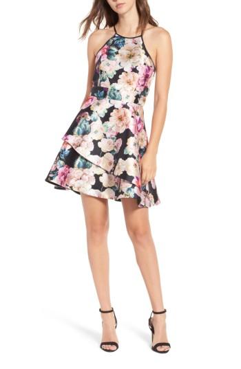 Women's Speechless Floral Skater Dress - Black