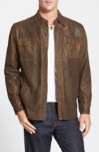 Men's Missani Le Collezioni Classic Fit Military Shirt Leather Jacket, Size - Metallic