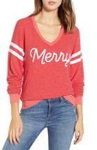 Women's Wildfox Merry Sport Baggy Beach V-neck Pullover - Red