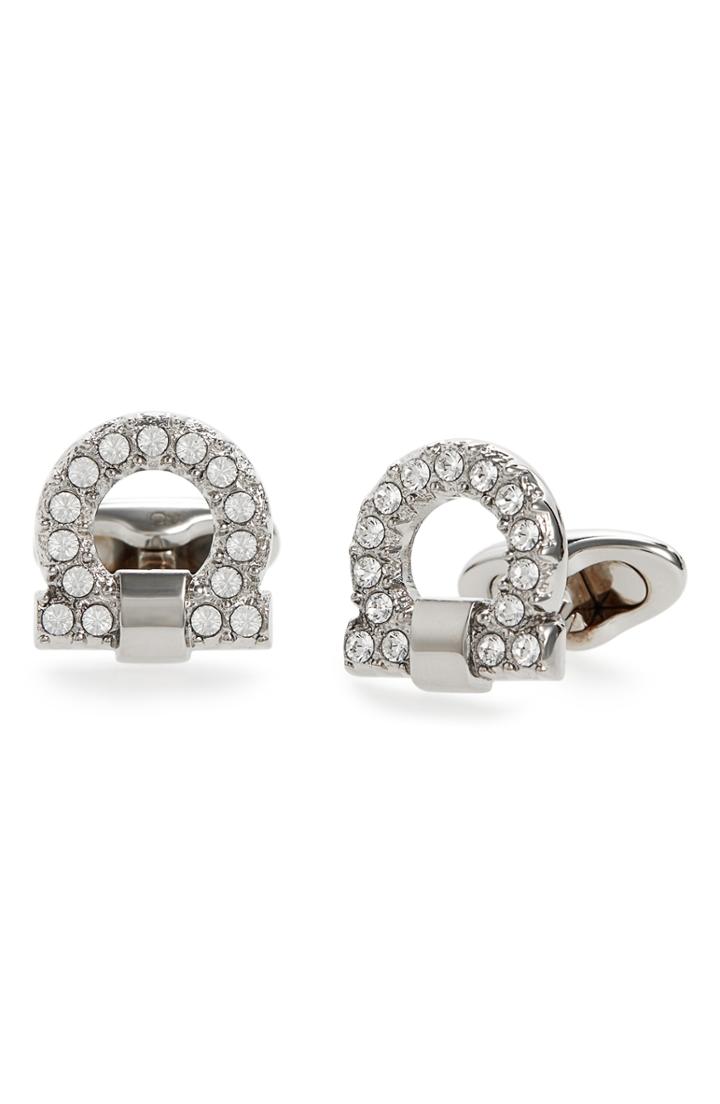 Men's Salvatore Ferragamo Rhinestone Gancio Cuff Links