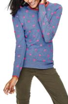 Women's Boden Sequin Flower Cotton Sweater - Blue