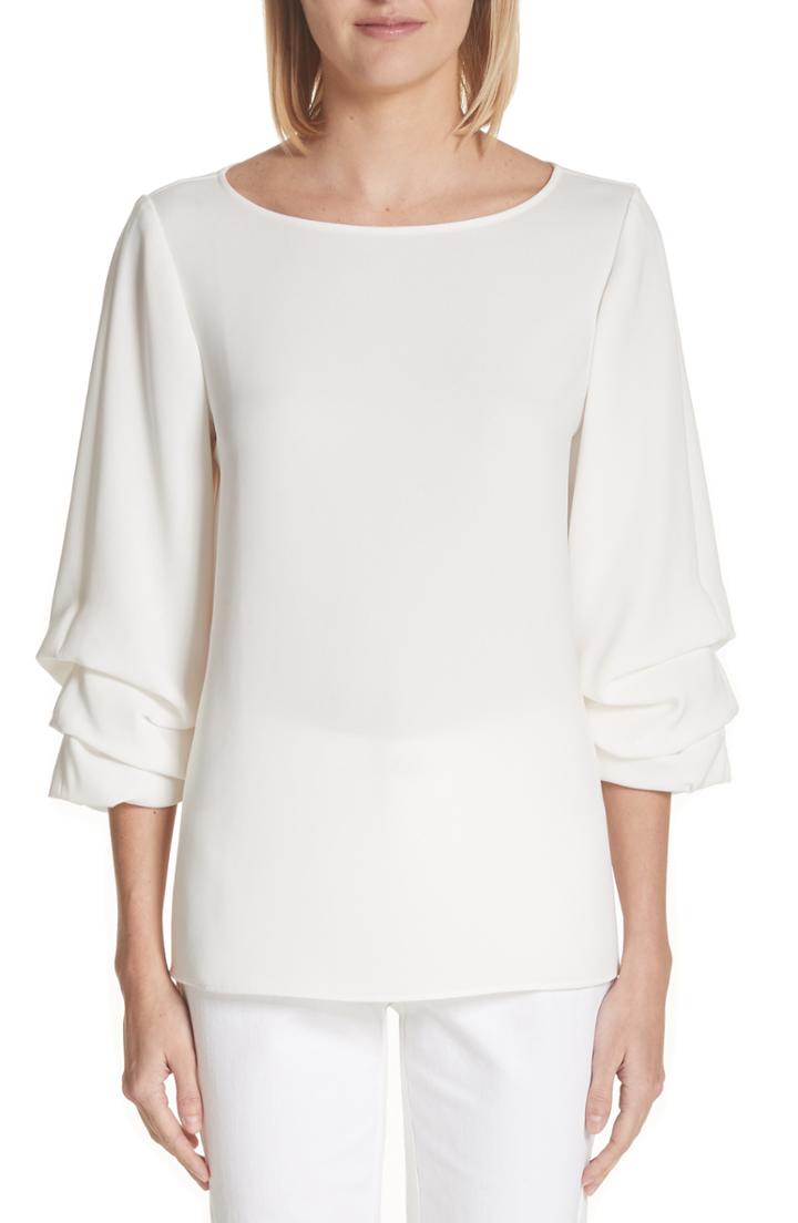 Women's Lafayette 148 New York Winston Finesse Crepe Blouse - White