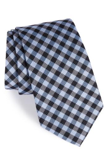 Men's Nordstrom Men's Shop Check Silk & Wool Tie, Size X-long - Blue