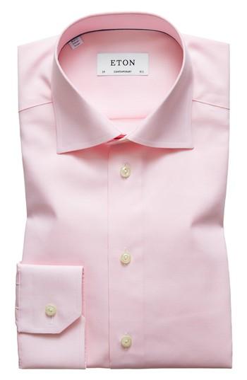 Men's Eton Contemporary Fit Solid Dress Shirt - Pink