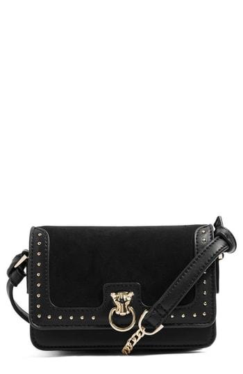 Topshop Panther Studded Faux Leather Crossbody Bag - Black
