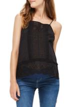 Women's Topshop Mixed Broderie Maternity Tank Us (fits Like 2-4) - Black