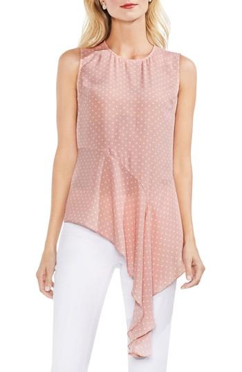 Women's Vince Camuto Poetic Dots Drape Hem Blouse - Pink