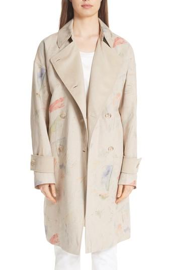 Women's Lafayette 148 New York Laurita Linen Trench Coat, Size /small - Beige