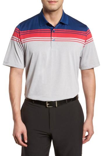 Men's Cutter & Buck Valiant Stripe Drytec Moisture Wicking Polo - Pink